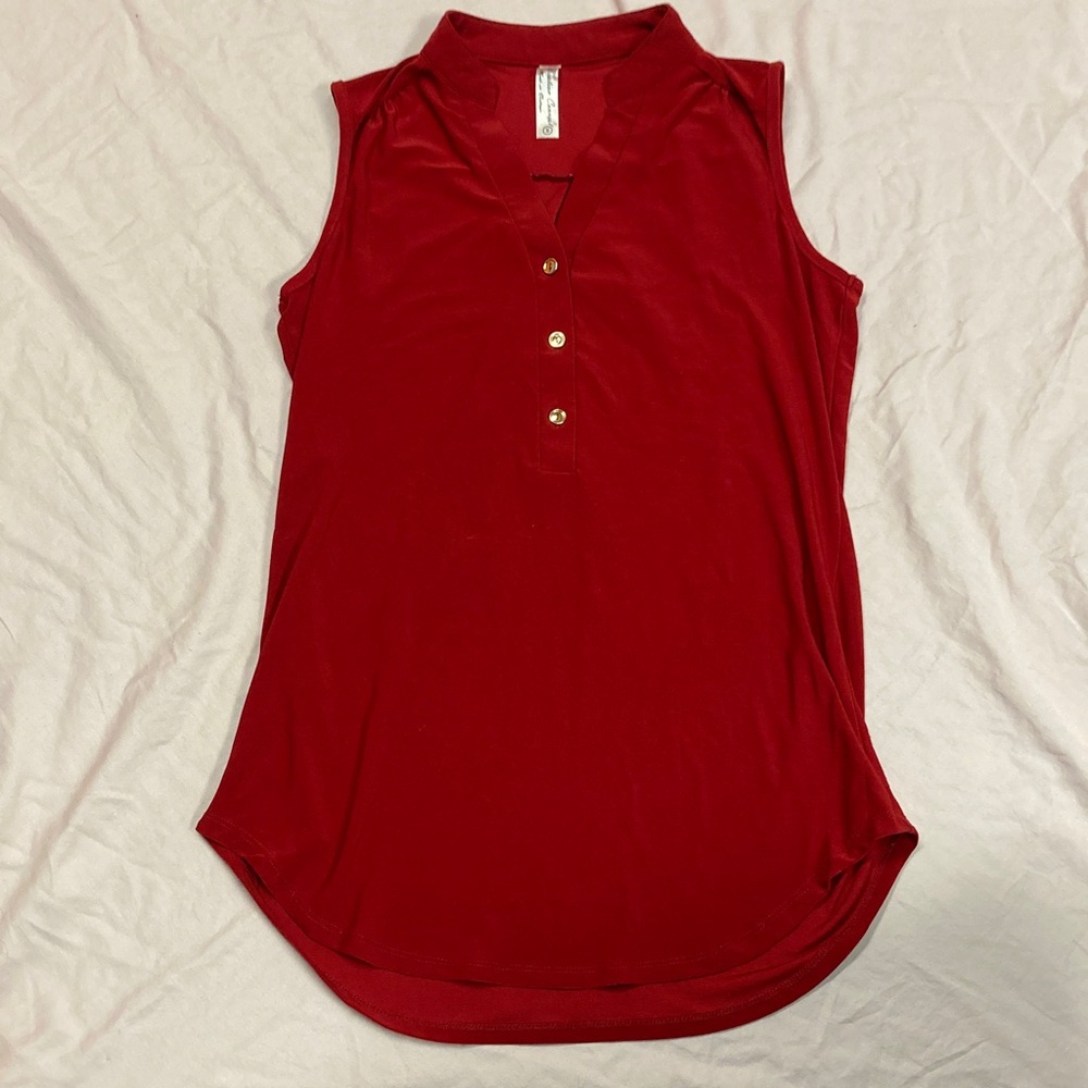 PerSeption Concept Vibrant Red Buttoned Tank Top